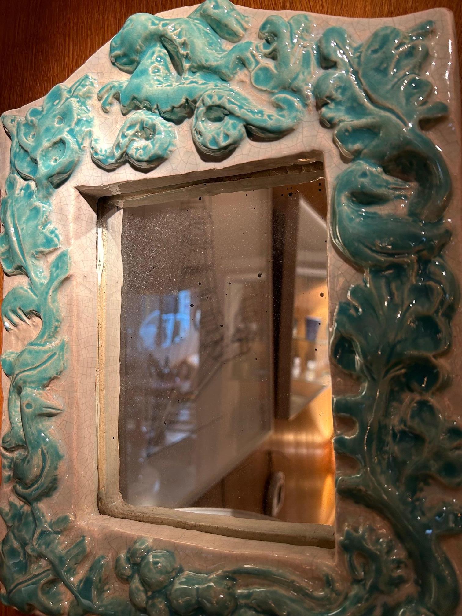 Ceramic Mirror by Workshop Callis, Vallauris, France, 1946-48 For Sale 2