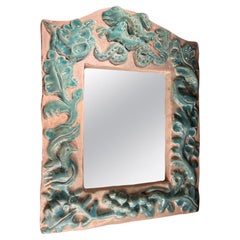 Ceramic Mirror by Workshop Callis, Vallauris, France, 1946-48