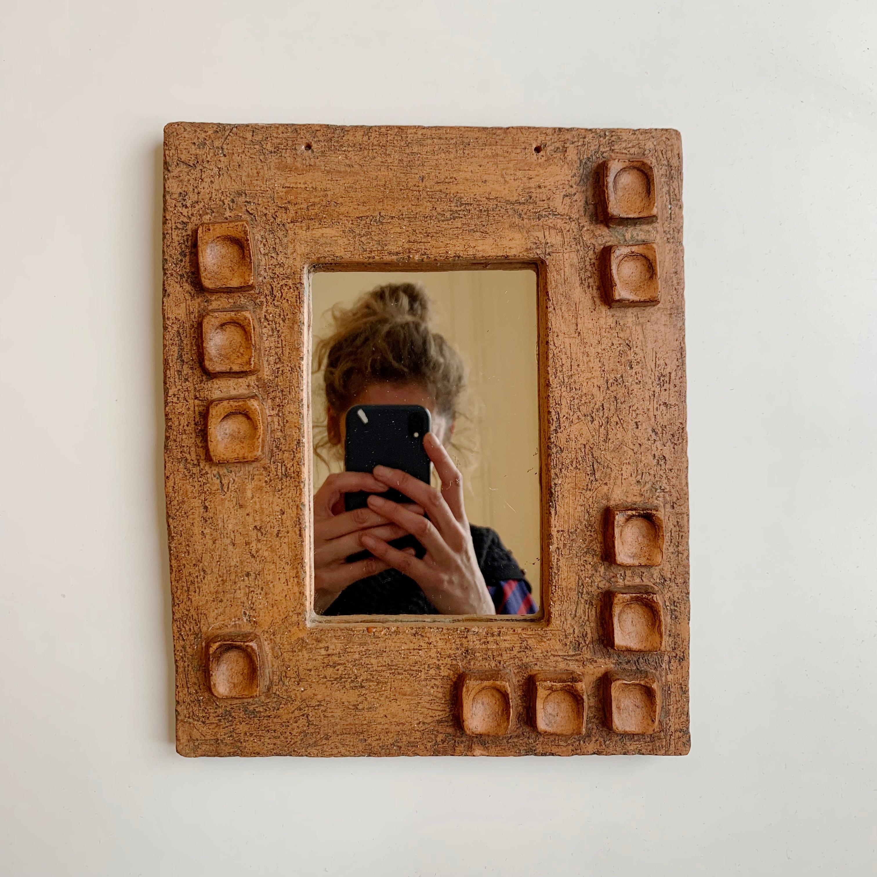 French Ceramic Mirror With Abstract Composition circa 1950, France. For Sale