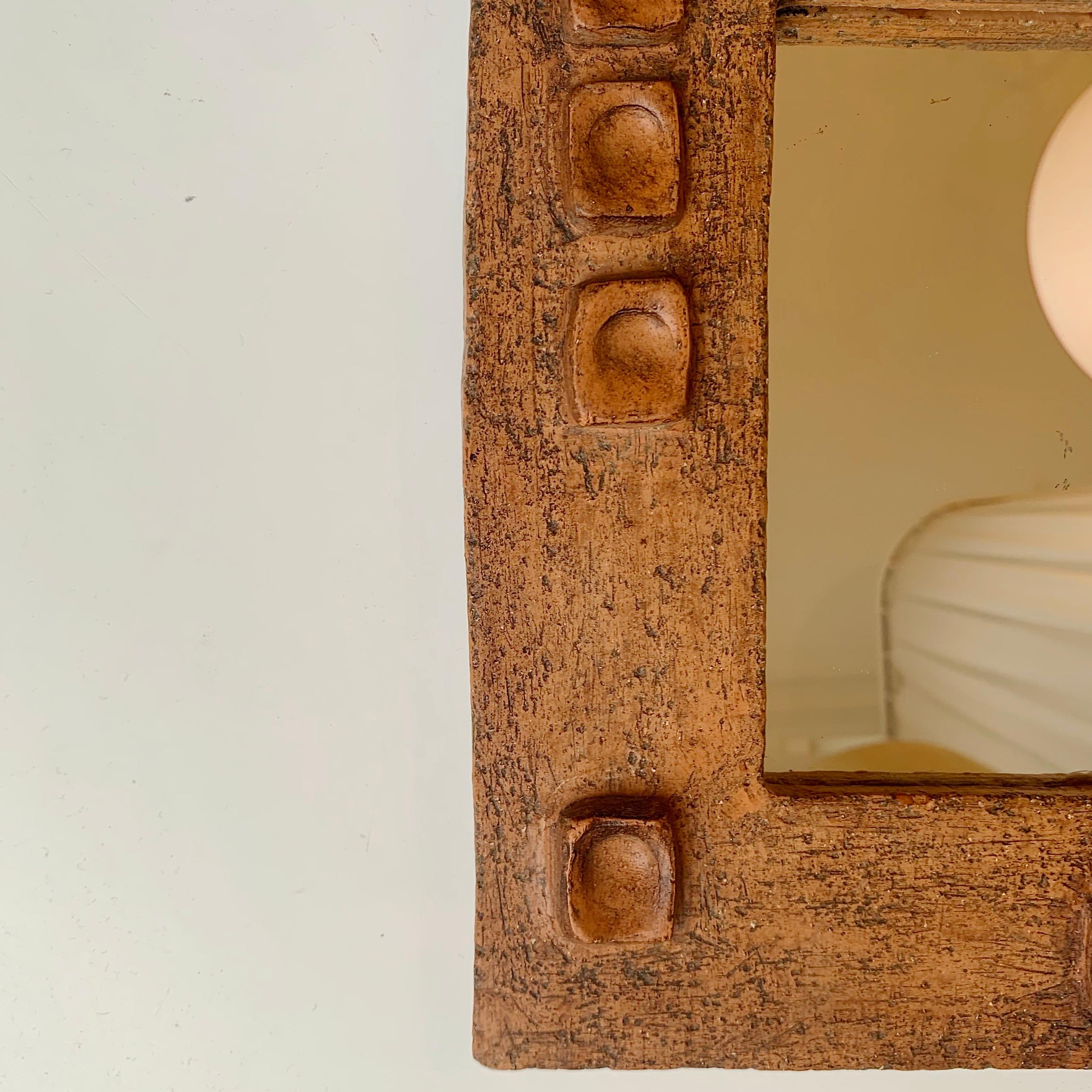 Ceramic Mirror With Abstract Composition circa 1950, France. In Good Condition In Brussels, BE