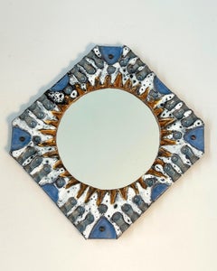 Miroir en céramique datant des années 1960 dans le style de Roland Zobel