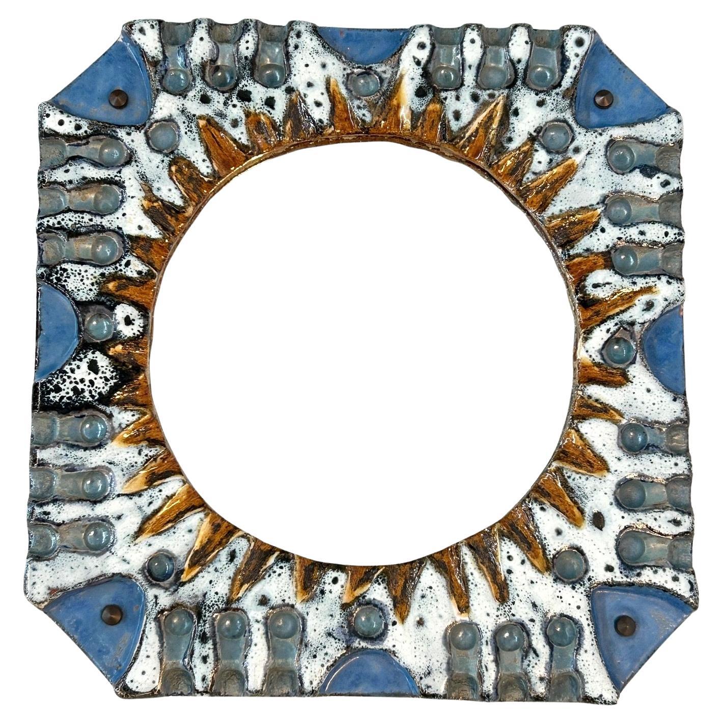 Ceramic mirror dating from the 1960s in the style of Roland Zobel For Sale