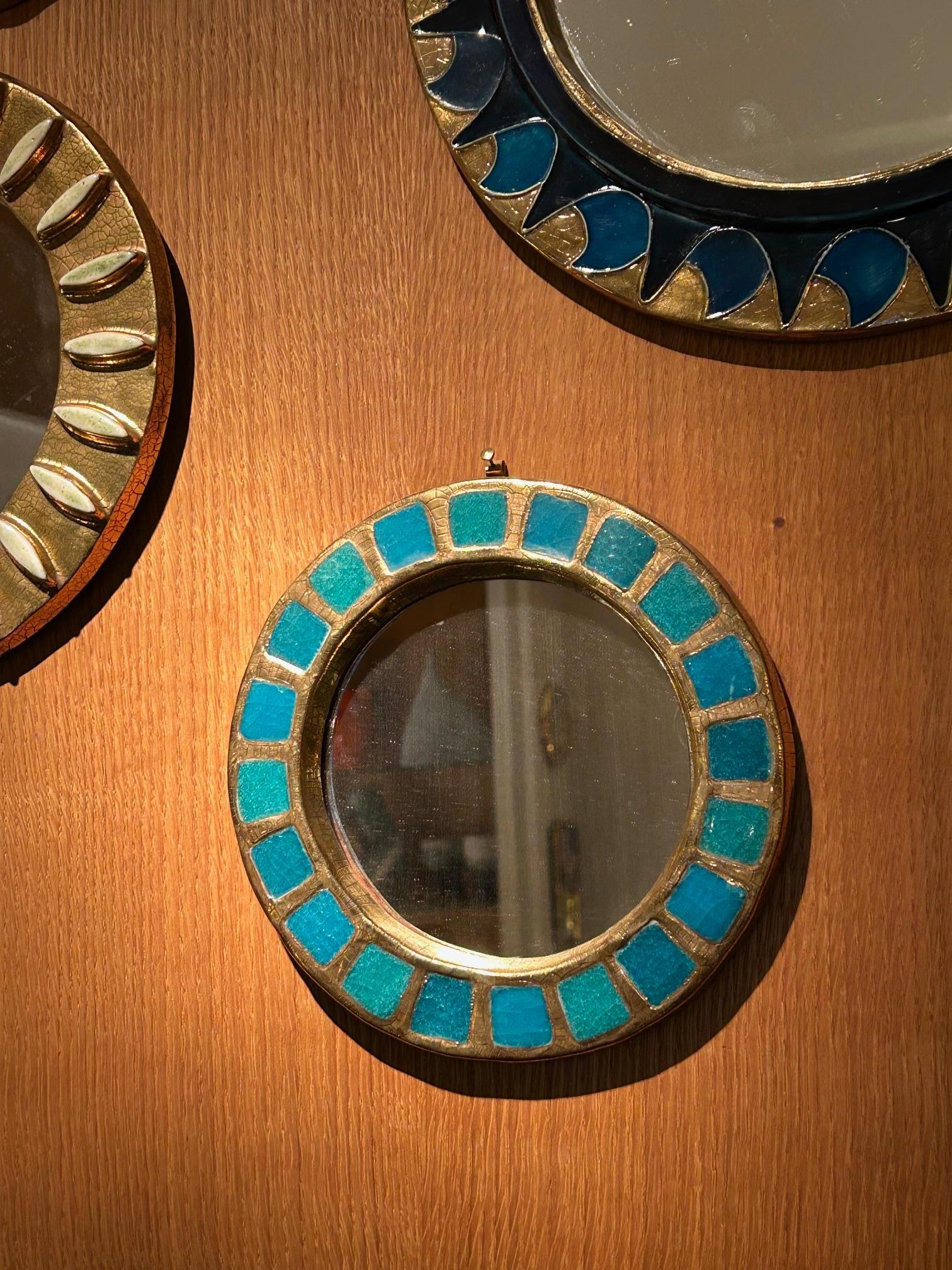 Miroir en céramique de Mithé Espelt, France, années 1970