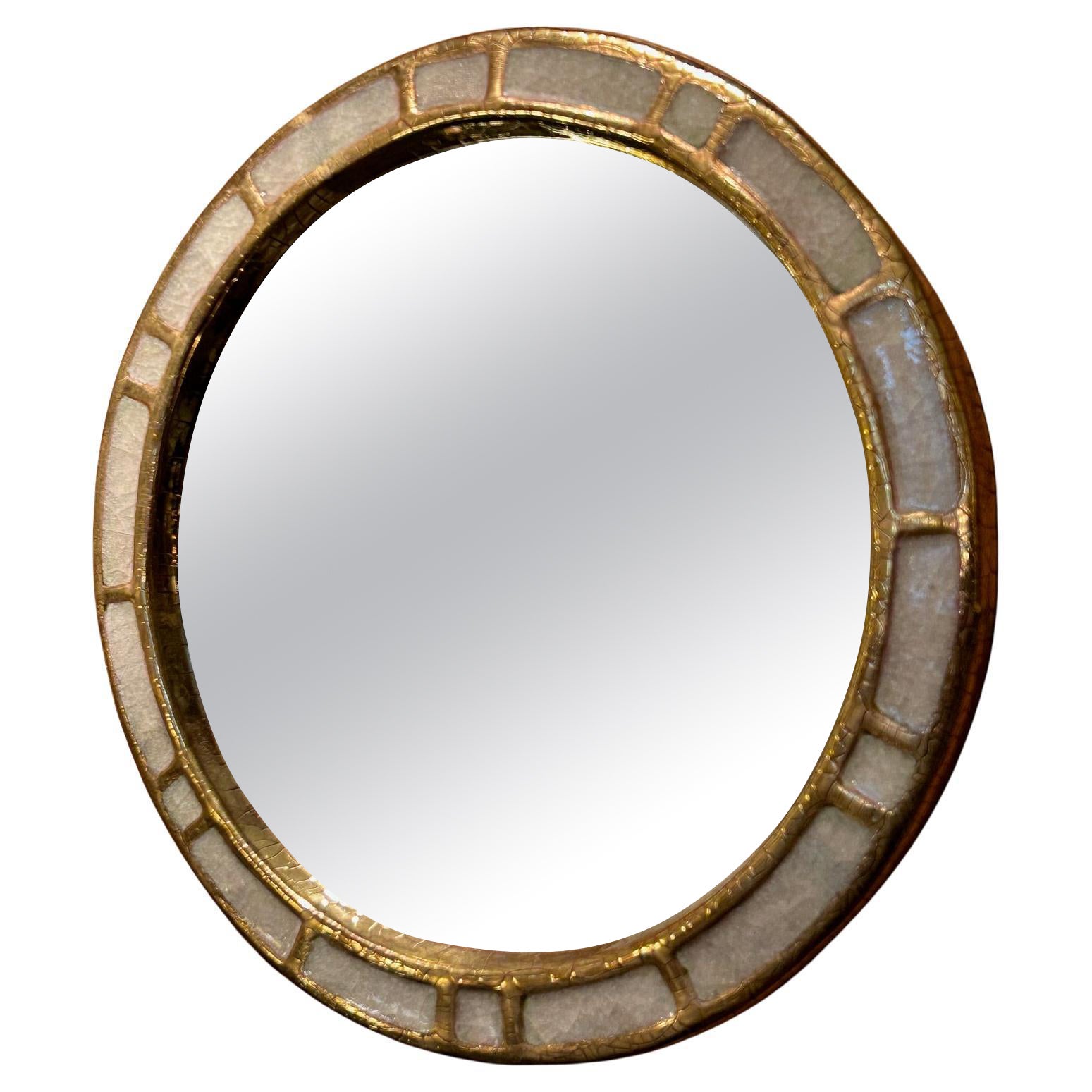 Miroir en céramique "Engrenages" de Mithé Espelt, France, années 1960