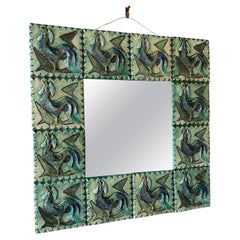 Miroir en céramique Fernande Massart , France, Vallauris, années 1960
