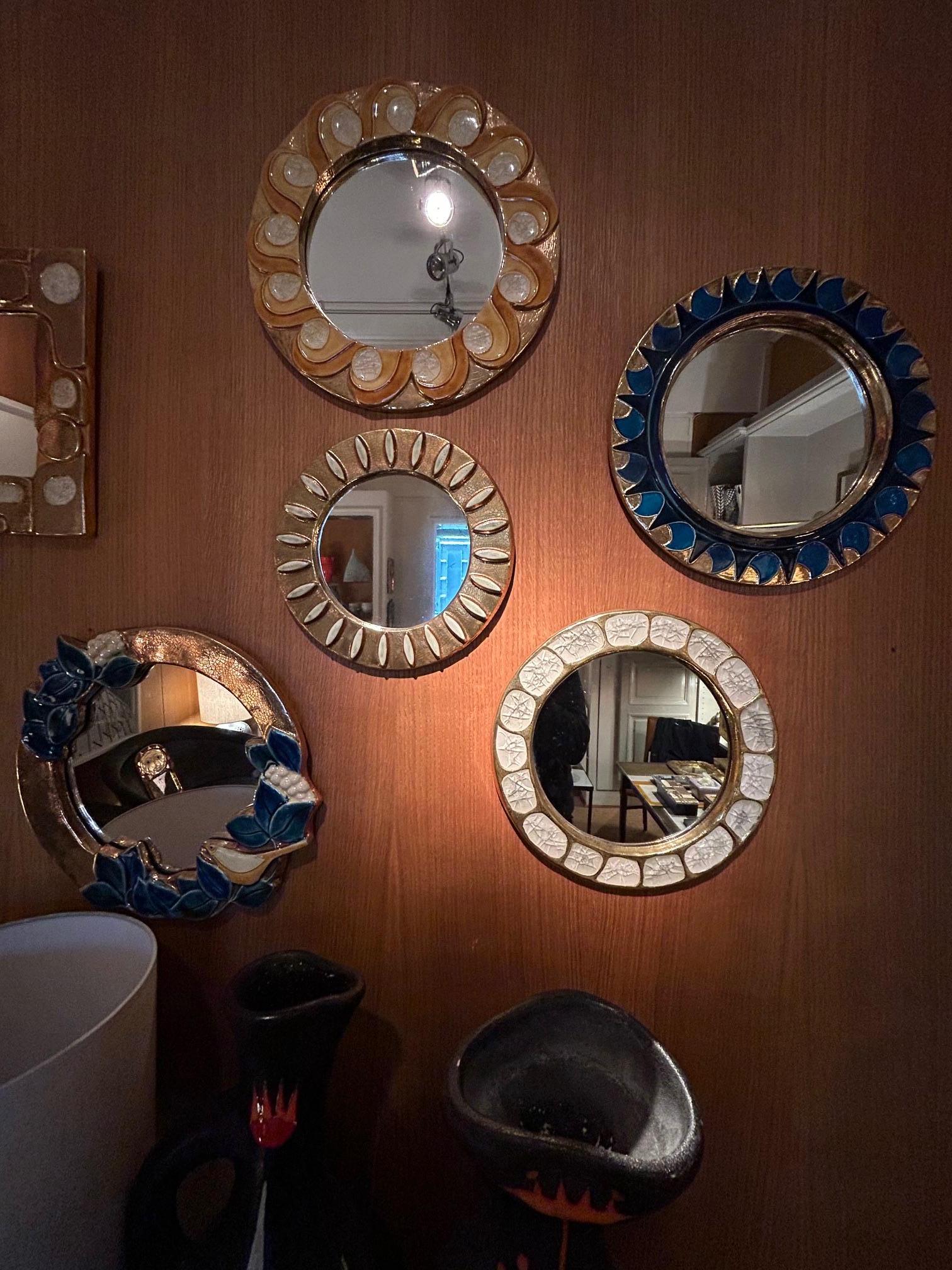 Fin du 20e siècle Miroir en céramique 