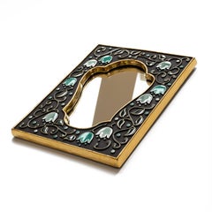 Miroir en céramique - Fleuri  Aigue-marine