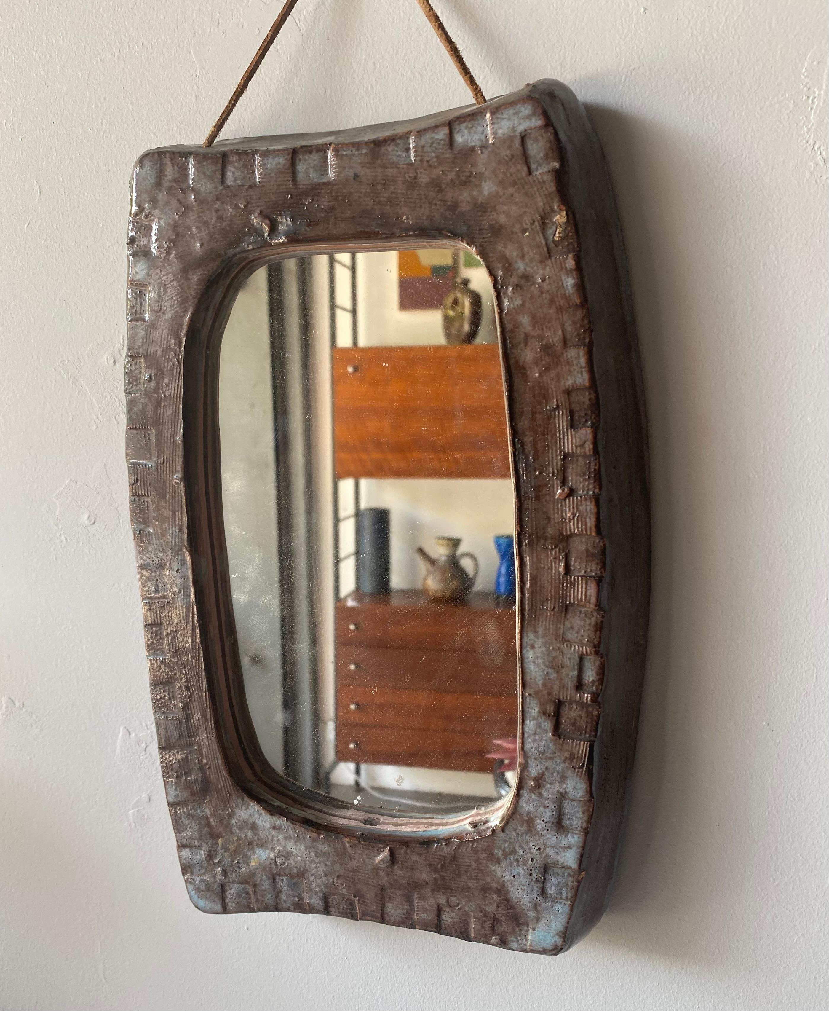 French Ceramic Mirror, France, 1960s For Sale