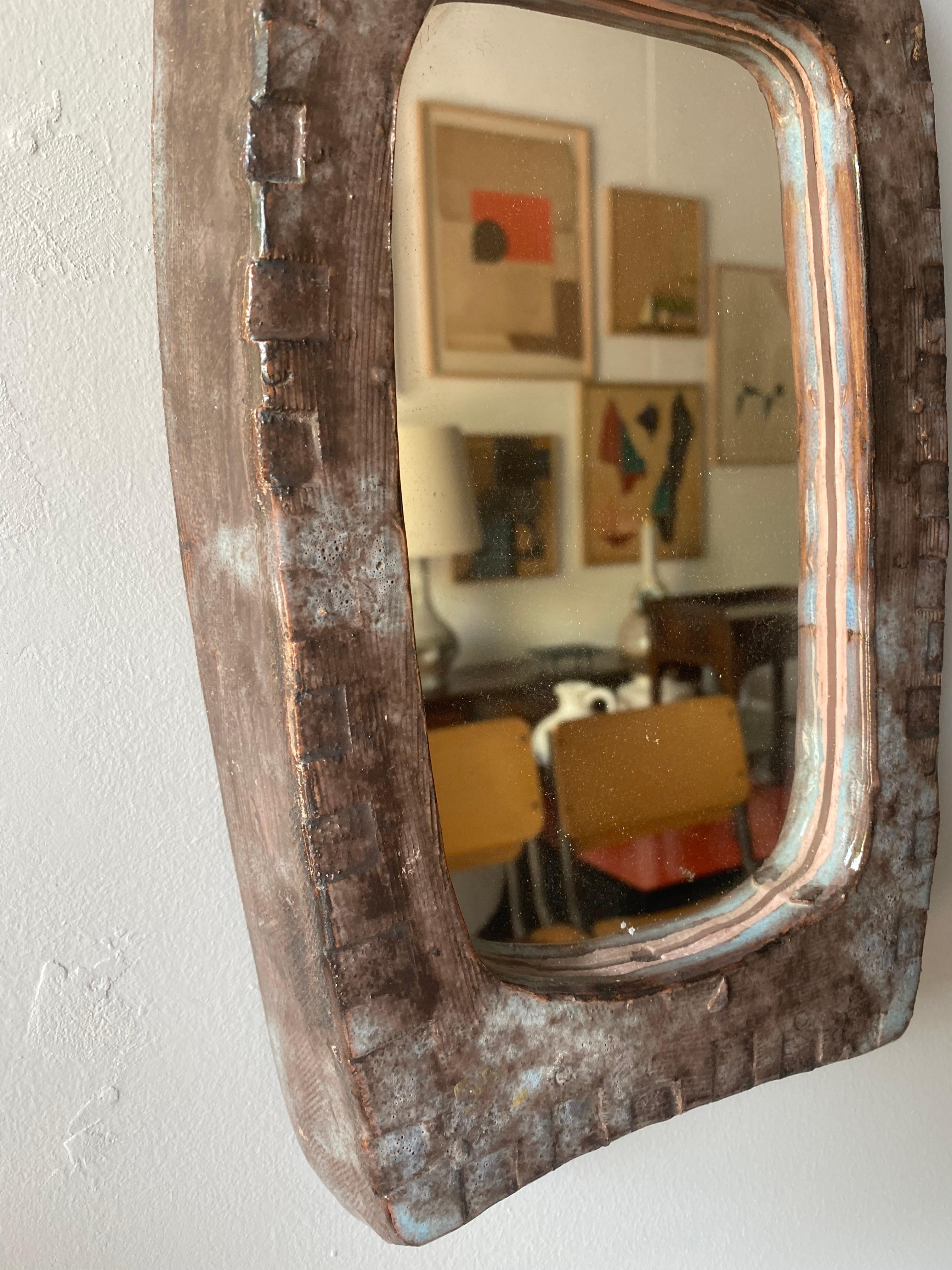 Ceramic Mirror, France, 1960s In Good Condition For Sale In Paris, FR