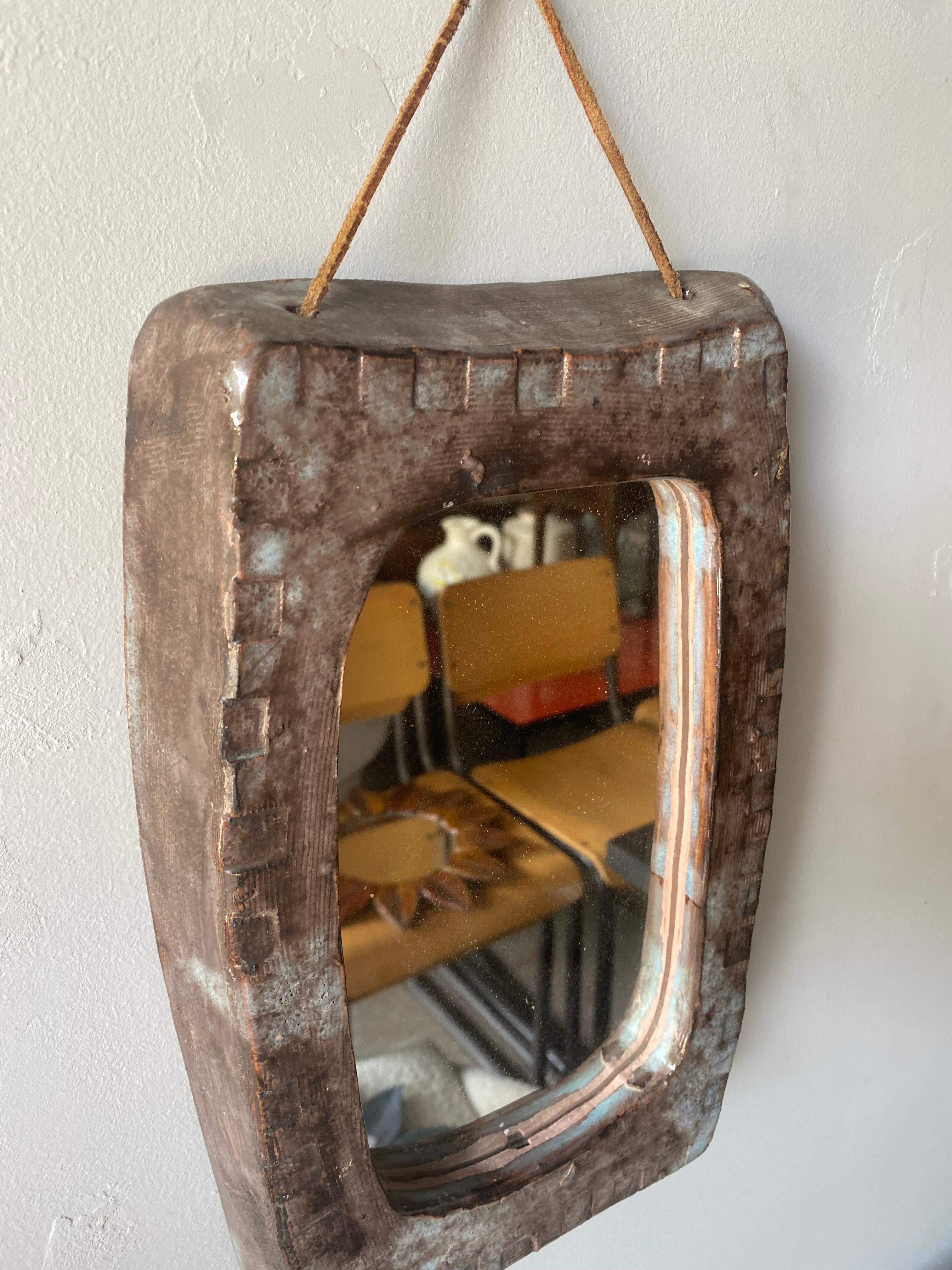 Mid-20th Century Ceramic Mirror, France, 1960s For Sale