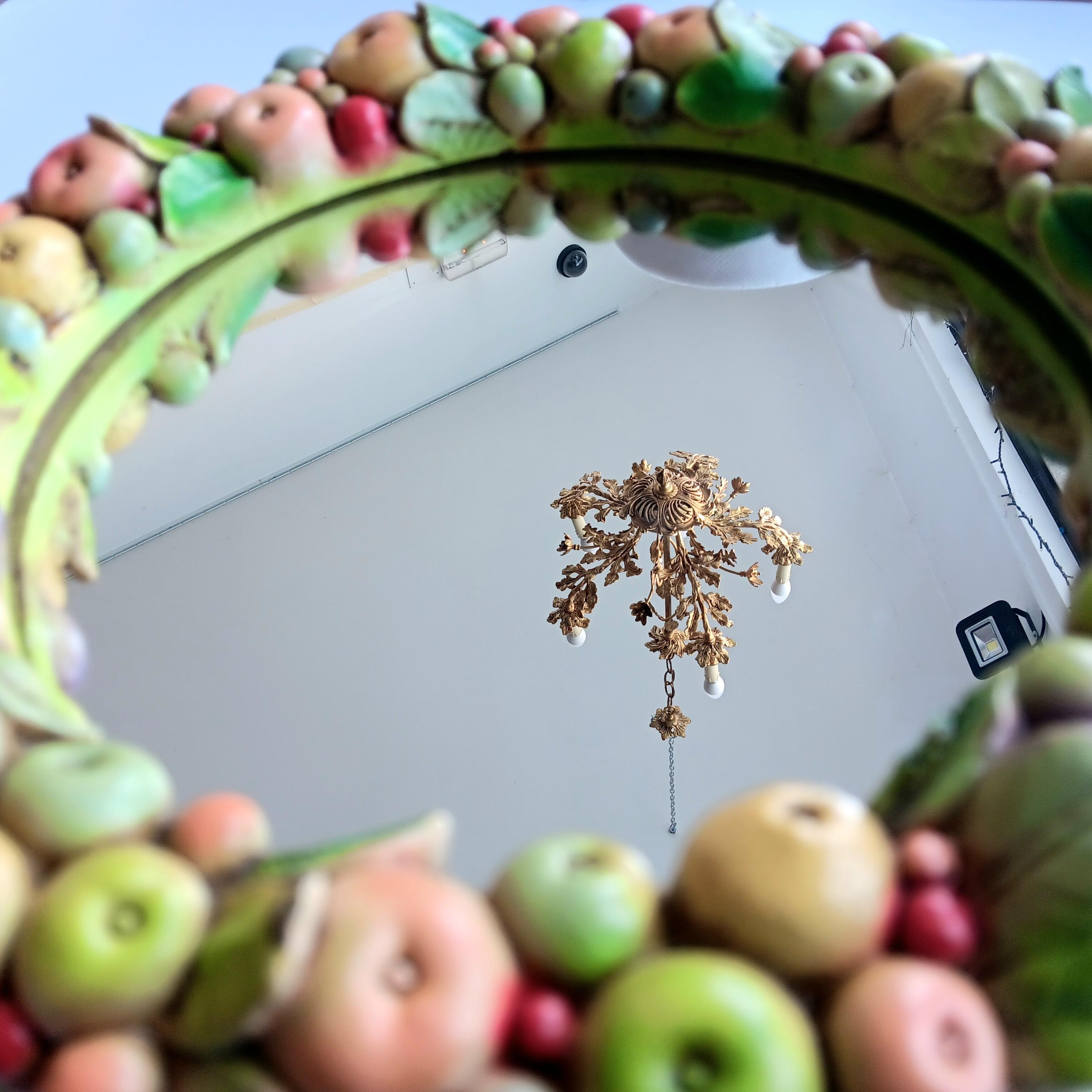 Ceramic Mirror Fruit Wreath with Beautiful Colors, Italy For Sale 5