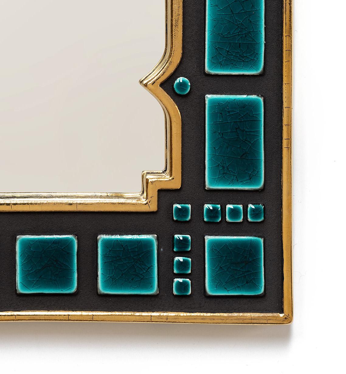 Mid-Century moderno Specchio in ceramica - Lécaro  Oceano in vendita