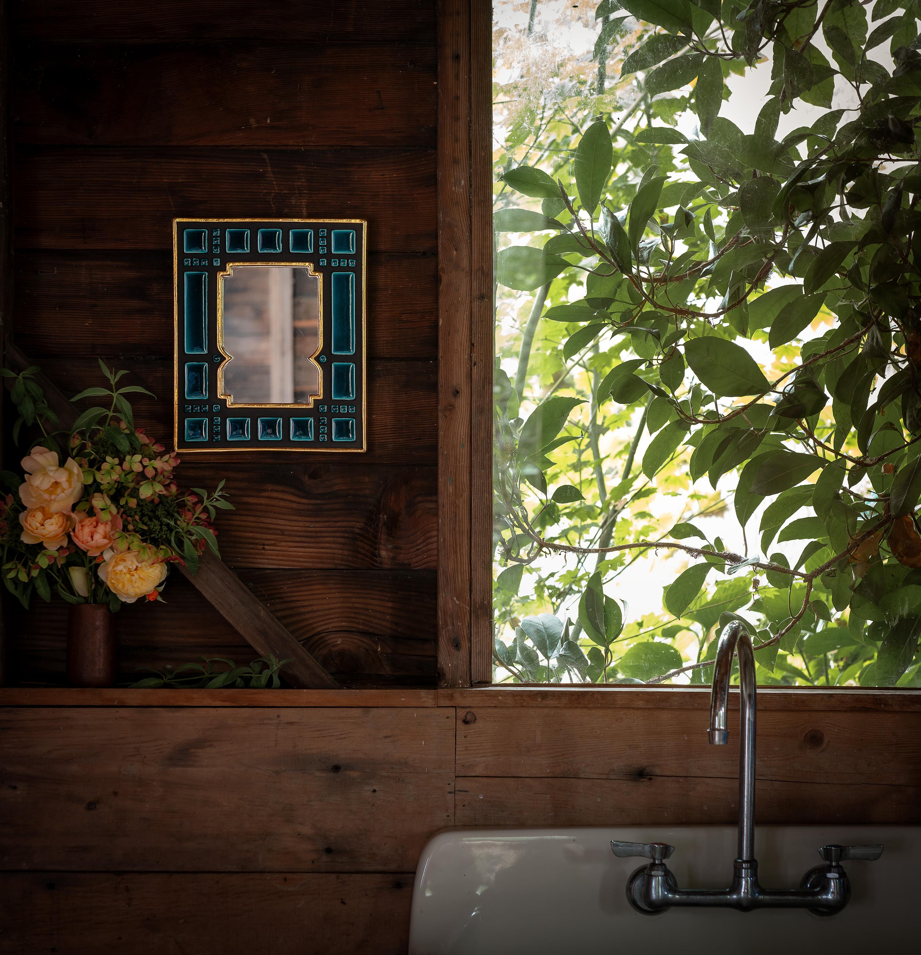 Dorato Specchio in ceramica - Lécaro  Oceano in vendita