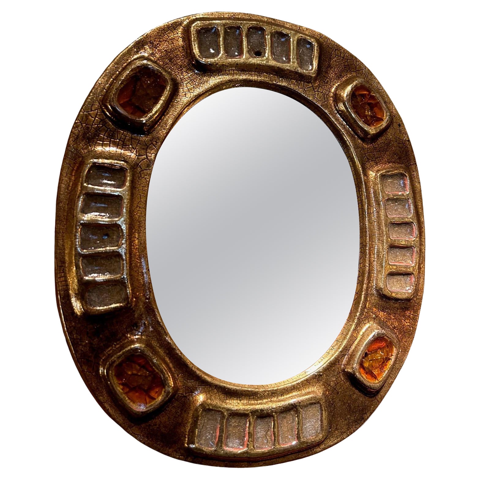 Ceramic mirror "Merida" by Mithé Espelt, France, 1960's
