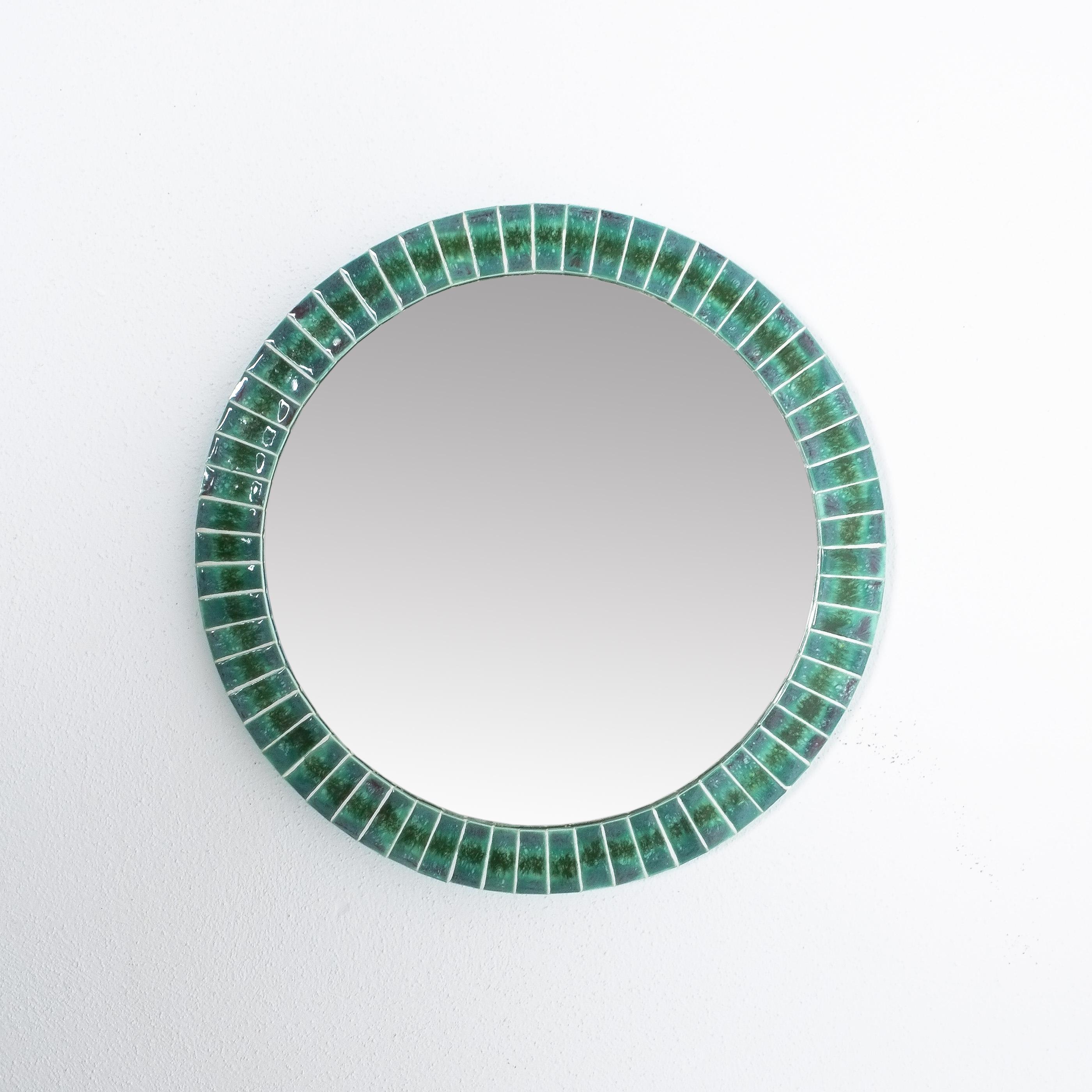 Ceramic Mirror Mosaic Round Shape, Midcentury, France 2