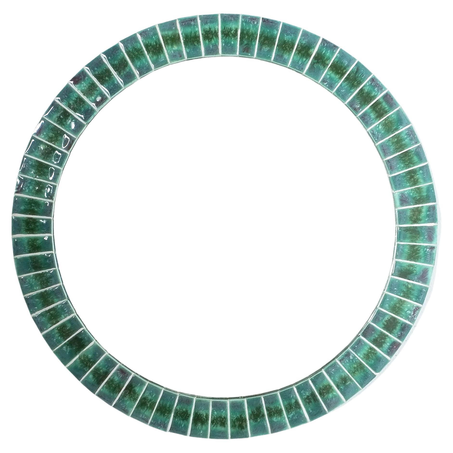 Ceramic Mirror Mosaic Round Shape, Midcentury, France