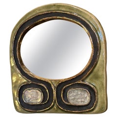 Ceramic mirror "Omega" by Mithé Espelt, France, 1960's