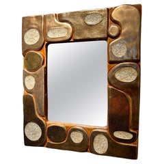 Ceramic mirror "Ouvea" by Mithé Espelt, France, 1960's