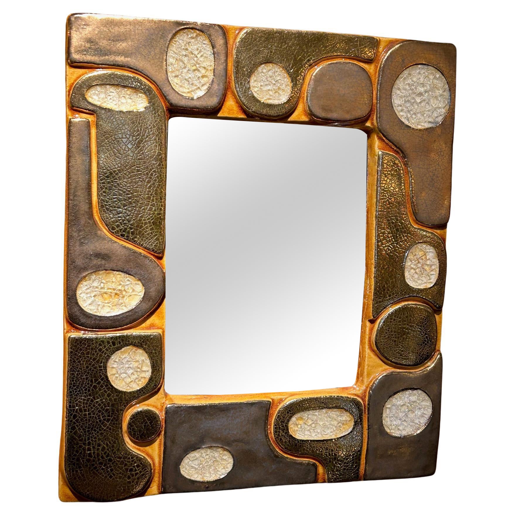 Miroir en céramique "Ouvea" de Mithé Espelt, France, années 1960