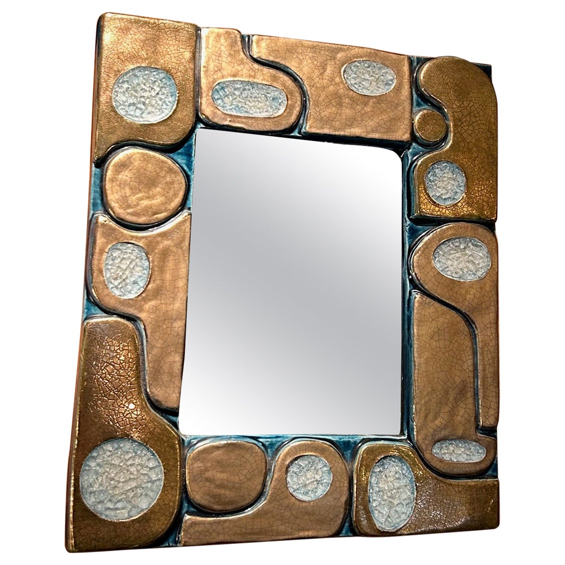 Ceramic mirror "Ouvea" by Mithé Espelt, France, 1960
s