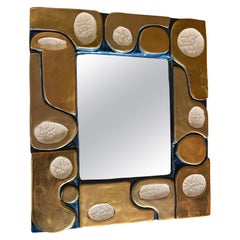 Ceramic mirror "Ouvea" by Mithé Espelt, France, 1960's