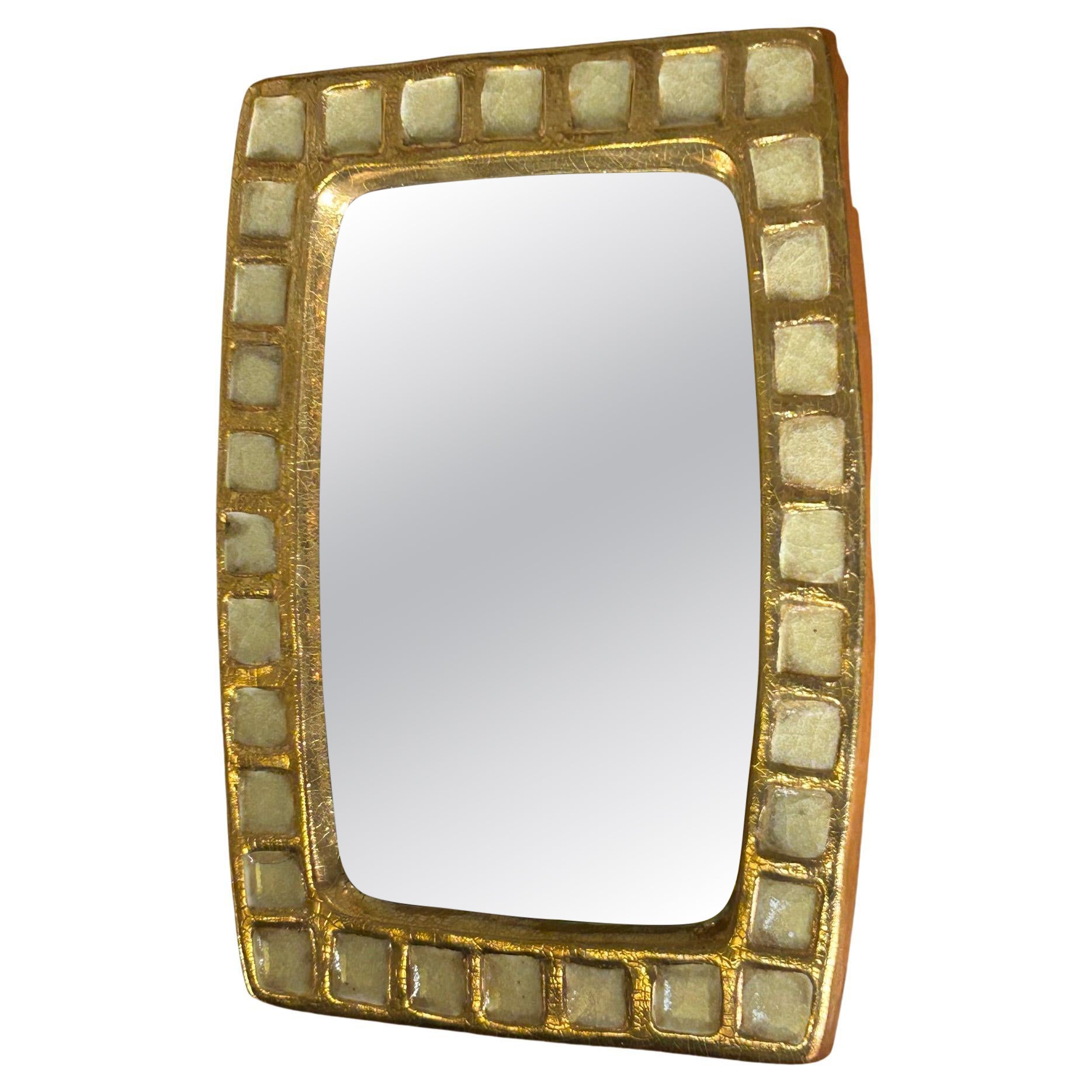 Ceramic mirror "pate de verre" by Mithé Espelt, France, 1960
s