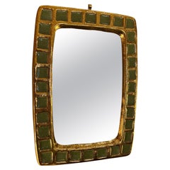 Ceramic mirror "pate de verre" by Mithé Espelt, France, 1960's