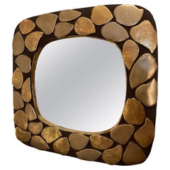 Ceramic mirror "Pétales" by Mithé Espelt, France, 1960's
