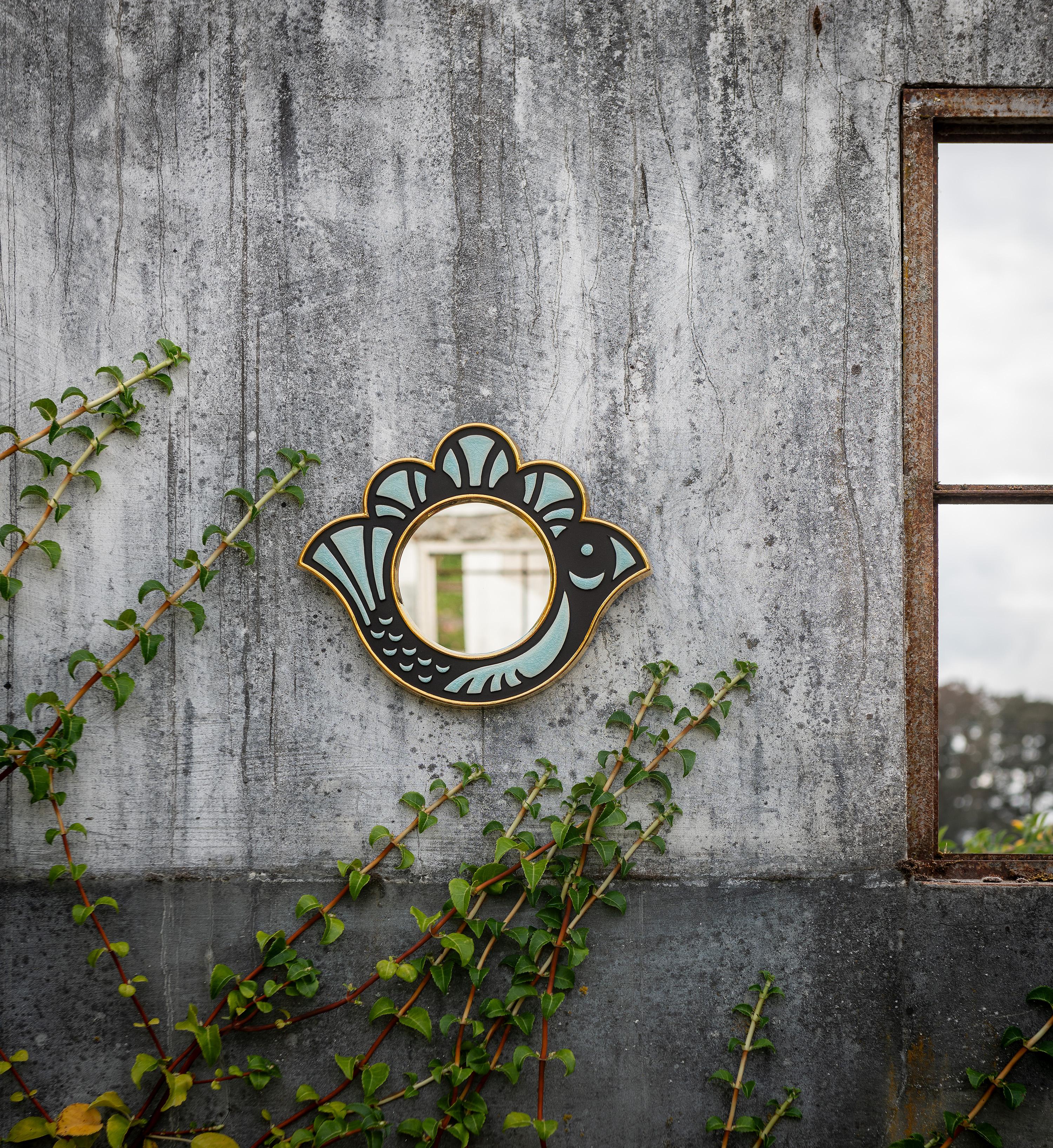 Mid-Century moderno Specchio in ceramica - Poulette Morning Sky in vendita