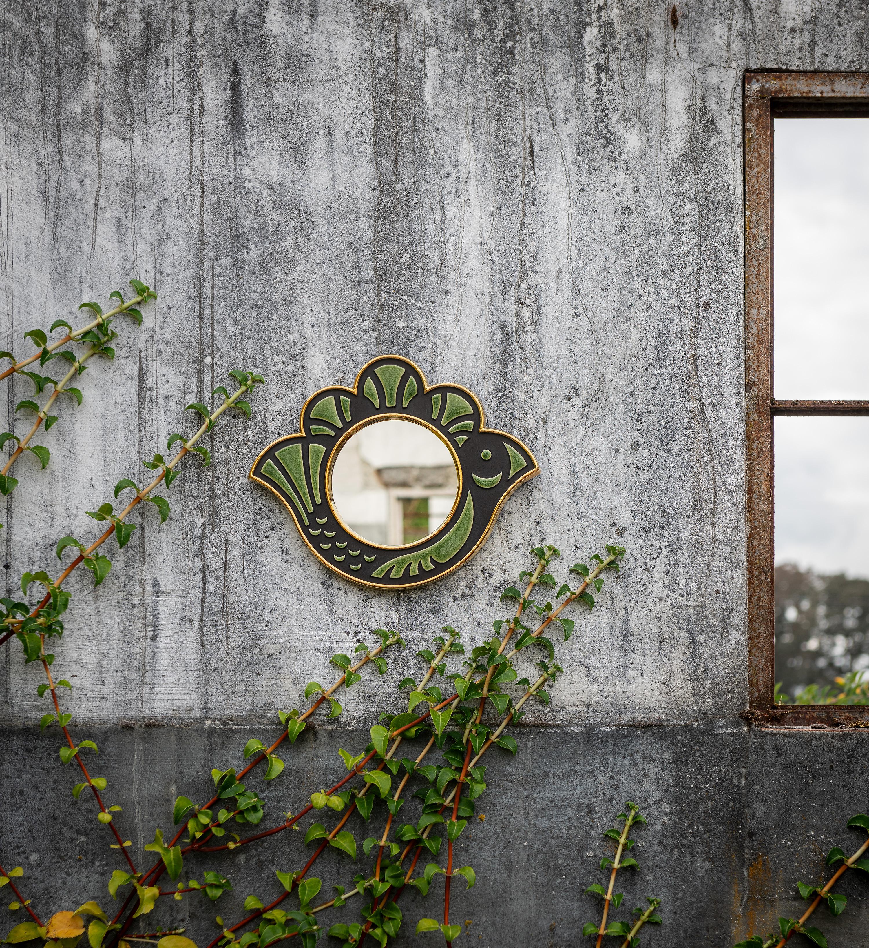 Mid-Century Modern Miroir en céramique - Poulette  Mousse en vente