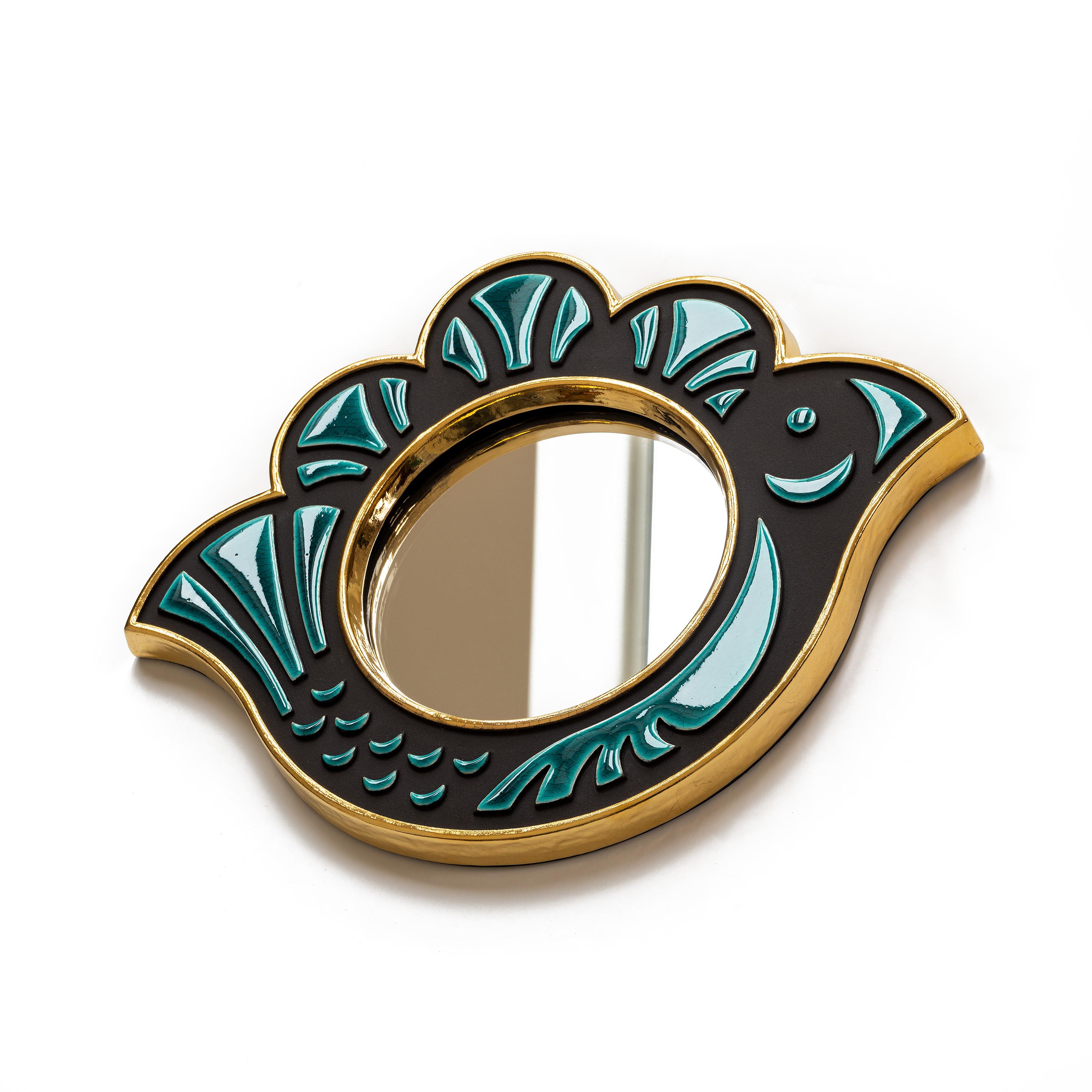 Mid-Century moderno Specchio in ceramica - Poulette  Oceano in vendita