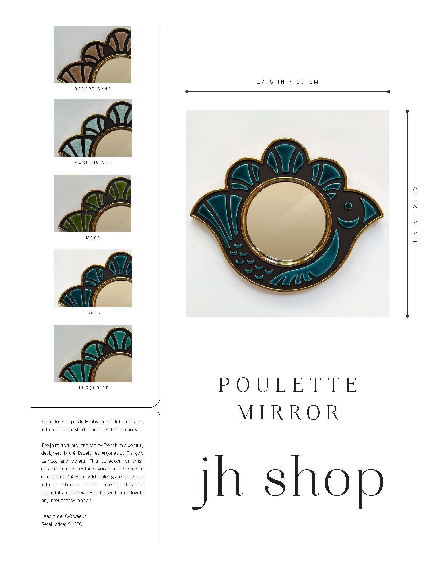 Specchio in ceramica - Poulette  Oceano in vendita 1