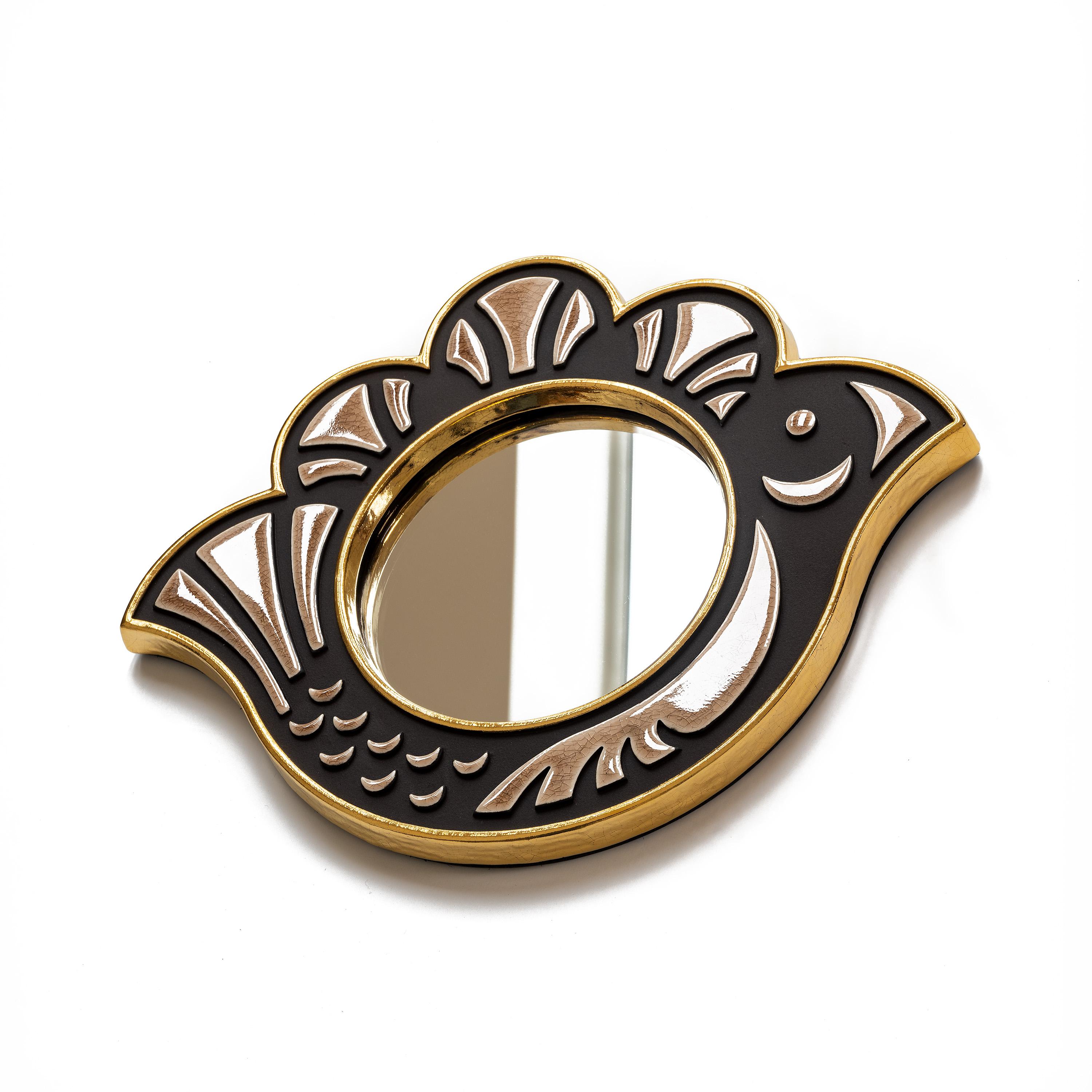 Mid-Century Modern Miroir en céramique - Poulette Sand en vente