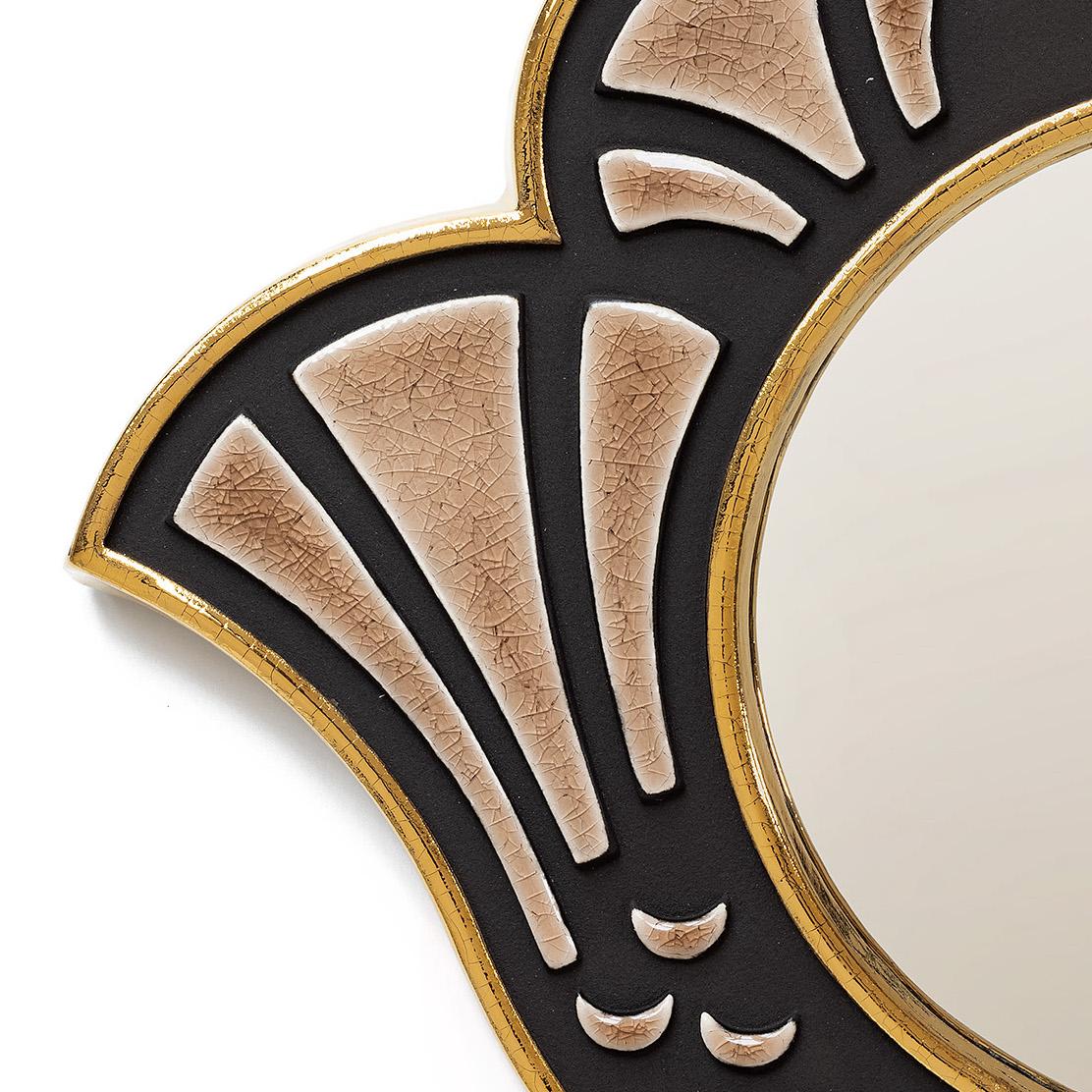 Américain Miroir en céramique - Poulette Sand en vente