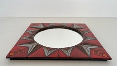 Ceramic Mirror Representing a Stylized Sun Attributed to Oswald Tiberghien