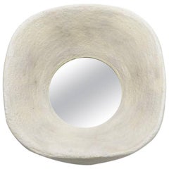 Ceramic Mirror with beige and brown glaze decoration by Mia Jensen.