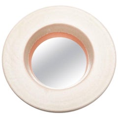 Ceramic Mirror with beige and peach glaze decoration by Mia Jensen.