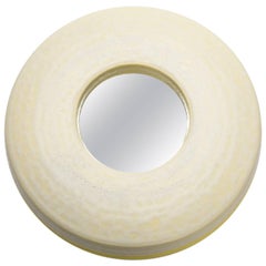 Ceramic Mirror with beige glaze decoration by Mia Jensen.