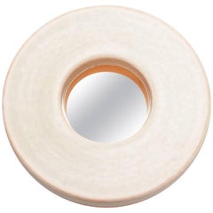 Ceramic Mirror with beige glaze decoration by Mia Jensen.