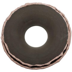 Ceramic Mirror with brown and pink glaze decoration by Mia Jensen.