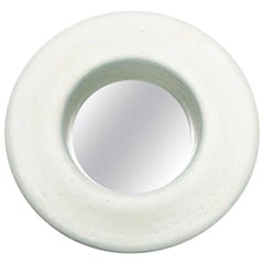 Ceramic Mirror with green and white glaze decoration by Mia Jensen.