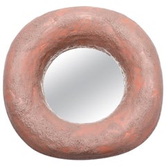 Ceramic Mirror with pink and peach glaze decoration by Mia Jensen.