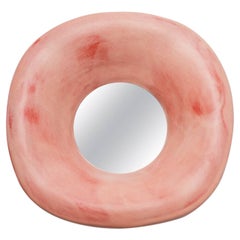 Ceramic Mirror with pink glaze decoration by Mia Jensen.