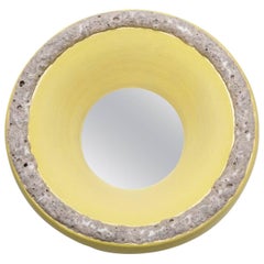 Ceramic Mirror with yellow glaze decoration by Mia Jensen.