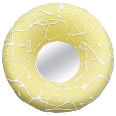 Ceramic Mirror with yellow glaze decoration by Mia Jensen.