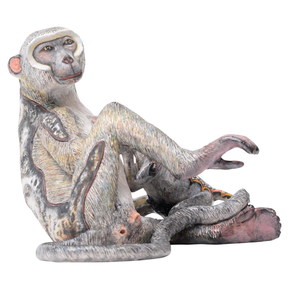 Ceramic Monkey And Baby Sculpture, Hand  made in South Africa In New Condition For Sale In North Miami, FL