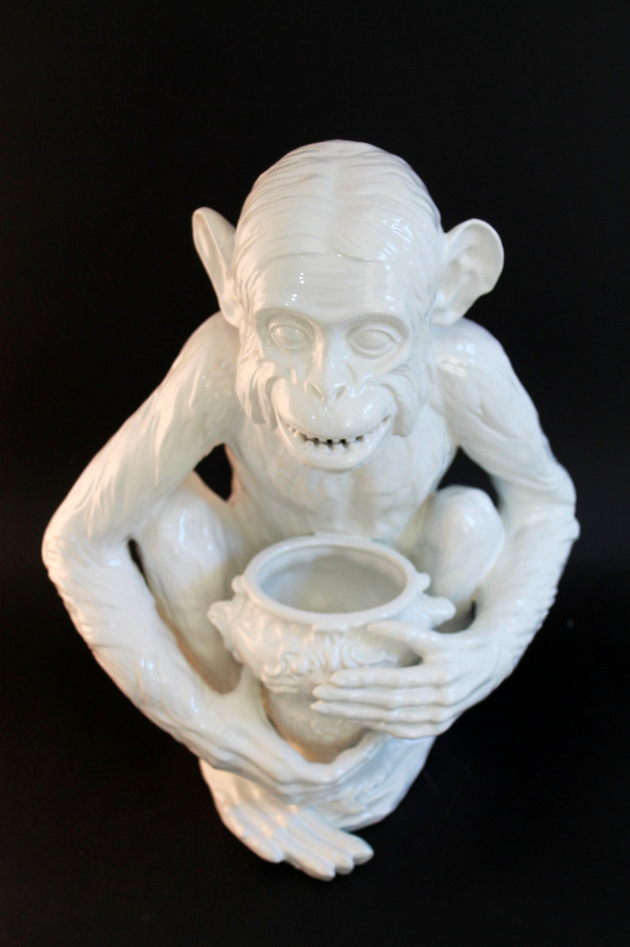 Ceramic Monkey Jardiniere Hollywood Regency 1950s, Mint! 8