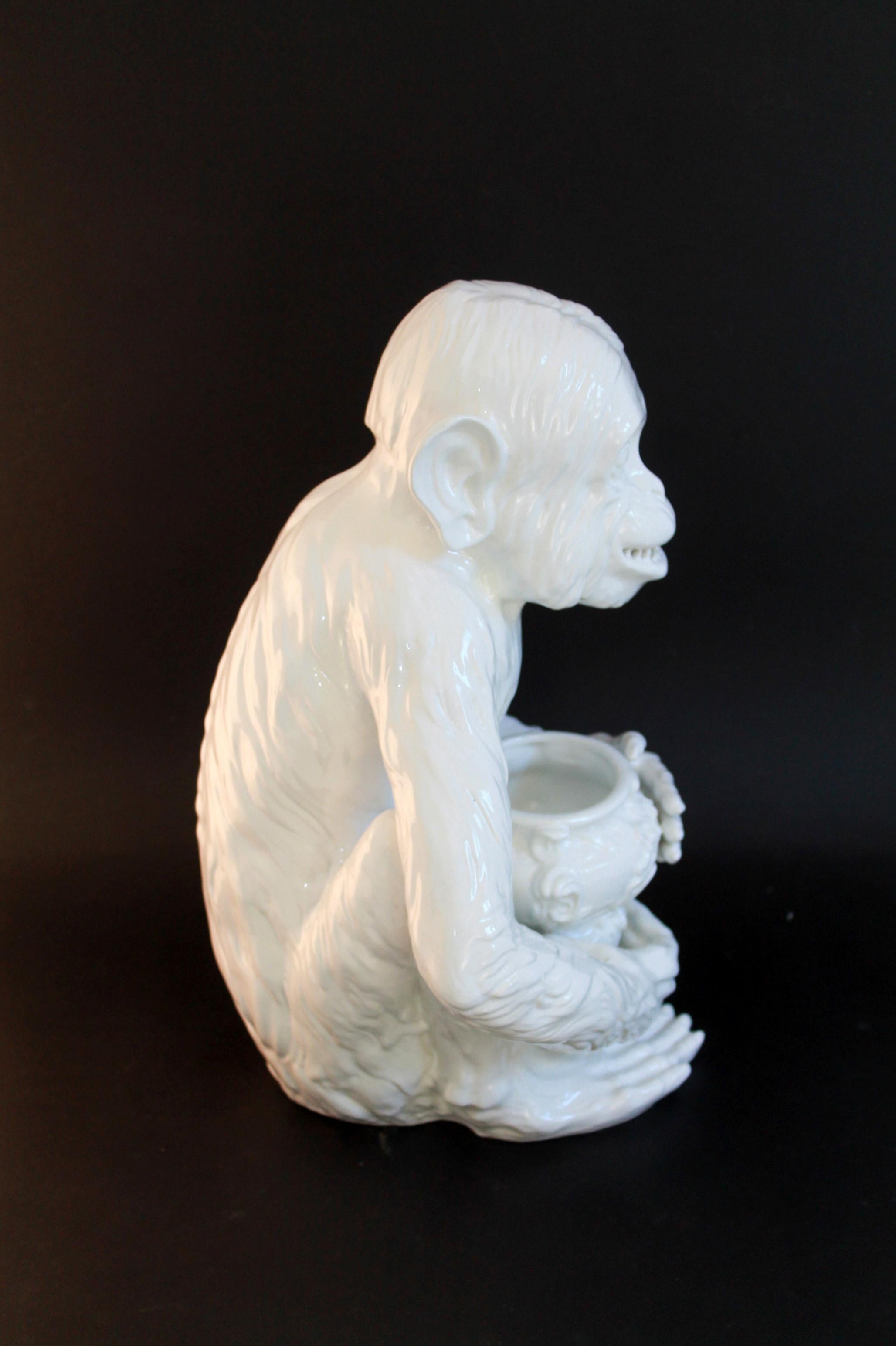 Ceramic Monkey Jardiniere Hollywood Regency 1950s, Mint! In Excellent Condition In Firenze, FI