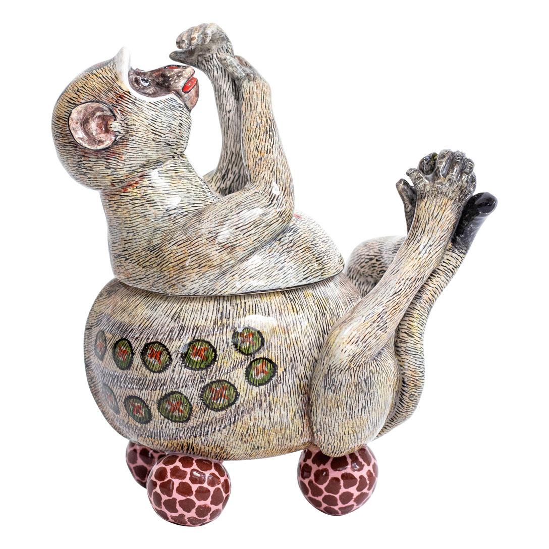 Modern Ceramic  Monkey Jewelry  Box  , hand made in South Africa