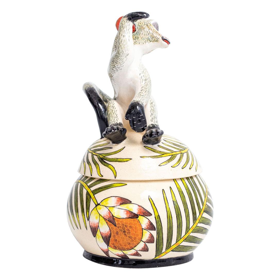 Keramik  Affen-Schmuck  Box  , handgefertigt in Südafrika (Moderne) im Angebot